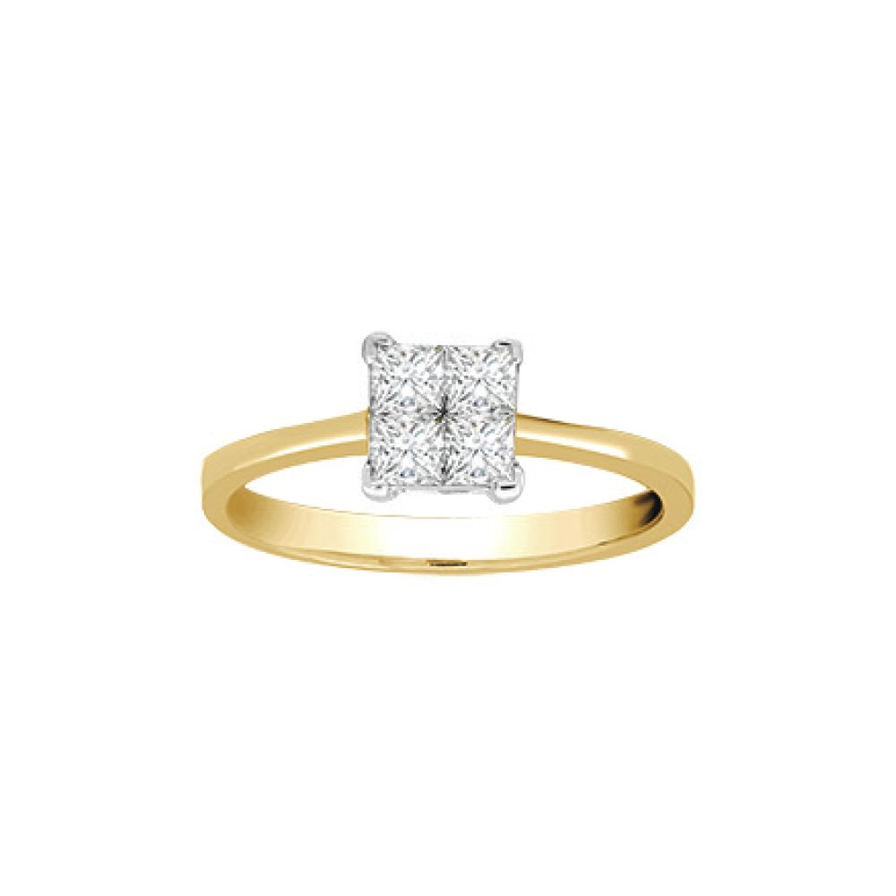 18ct Gold  Diamond 4 Stone Illusion Solitaire Engagement Ring 6mm - 18R161-050