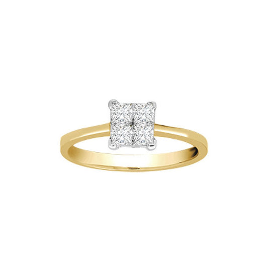 18ct Gold  Diamond 4 Stone Illusion Solitaire Engagement Ring 6mm - 18R161-050