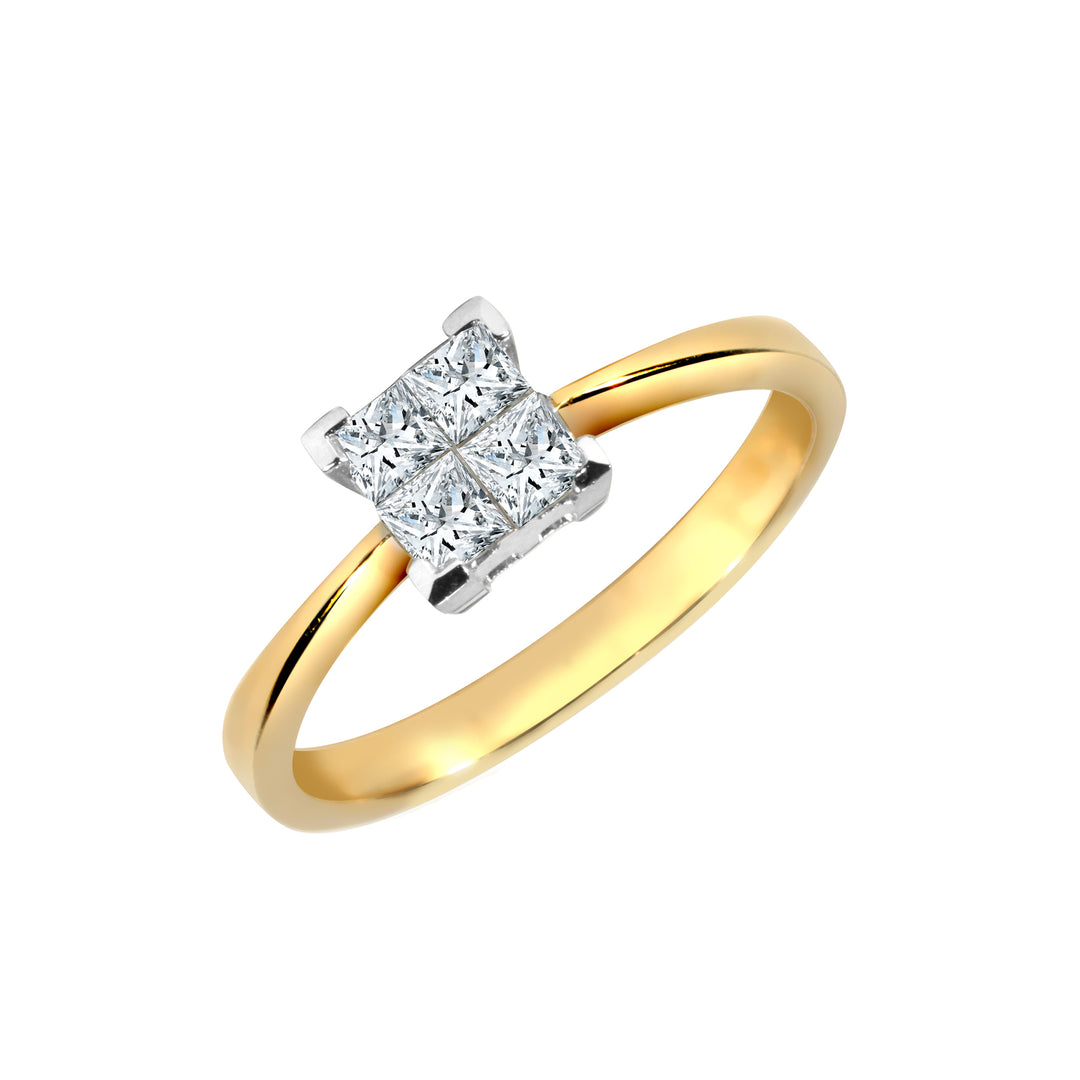 18ct Gold  1ct Diamond Illusion Solitaire Engagement Ring 8mm - 18R161-100