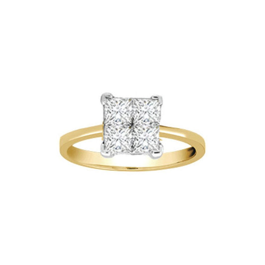 18ct Gold  1ct Diamond Illusion Solitaire Engagement Ring 8mm - 18R161-100