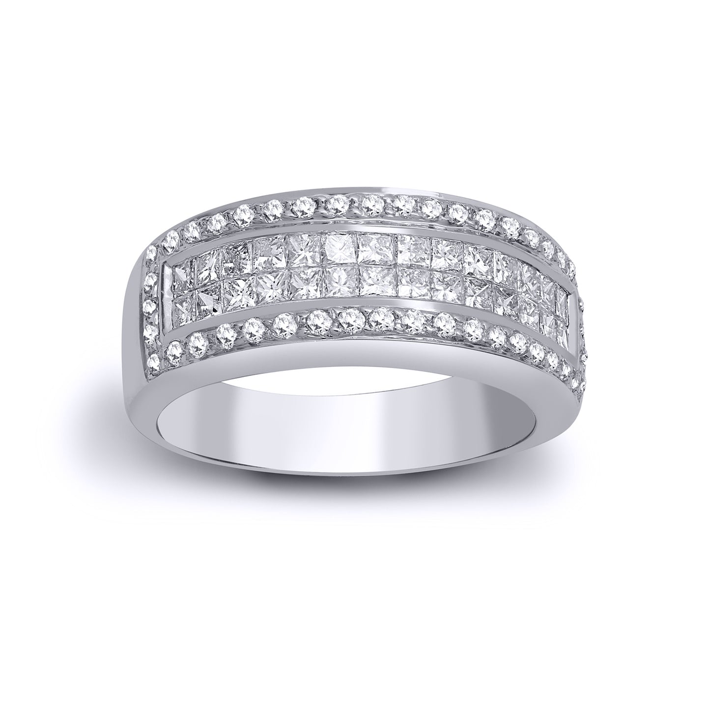 18ct White Gold  1.09ct Diamond Hollywood Mirror Eternity Ring 7mm - 18R201