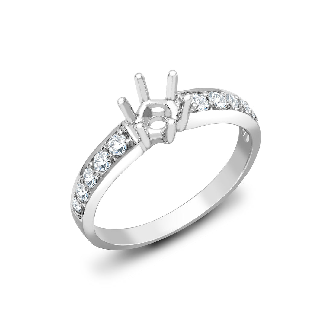 18ct White Gold  Diamond Semi Set Mount Engagement Ring 8.5mm - 18R217-075
