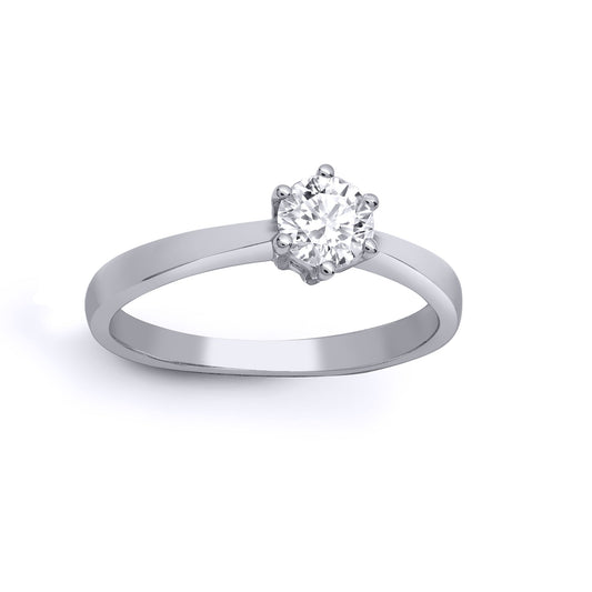18ct White Gold  0.5ct D/VS Lab Grown Diamond Solitaire Ring 6mm - LAB18R311-050