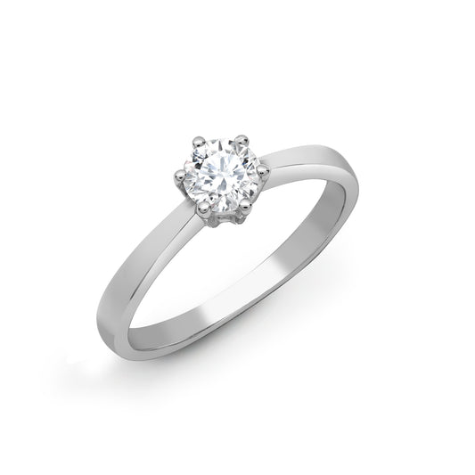 18ct White Gold  1ct Diamond Solitaire Engagement Ring 8mm - 18R311-100