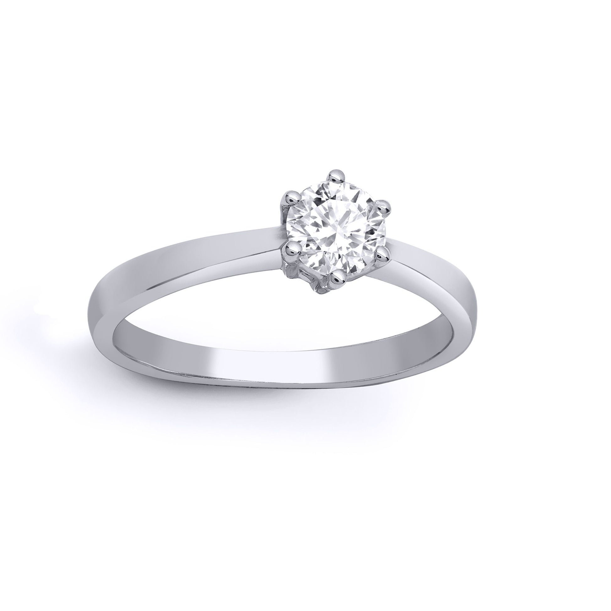 18ct White Gold  1ct Diamond Solitaire Engagement Ring 8mm - 18R311-100