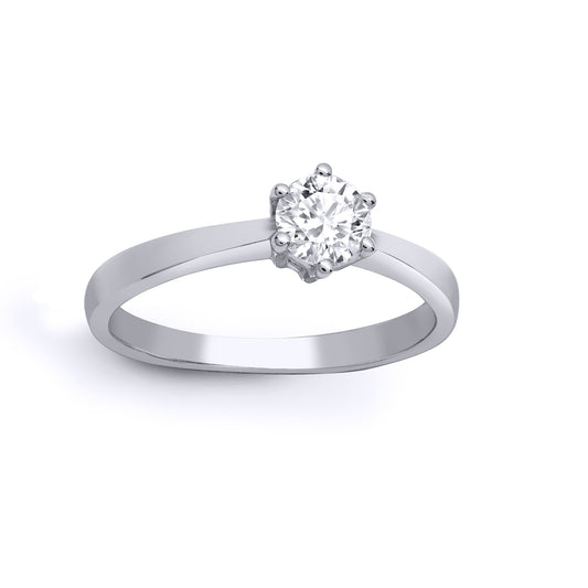 18ct White Gold  1ct Diamond Solitaire Engagement Ring 8mm - 18R311-100