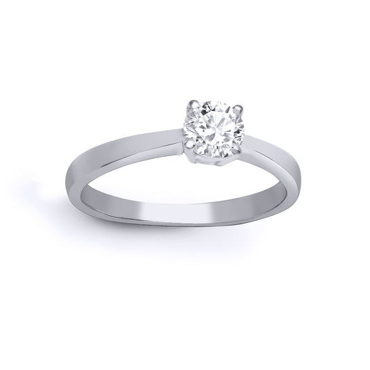 18ct White Gold  0.25ct Diamond Solitaire Engagement Ring 4mm - 18R321-025