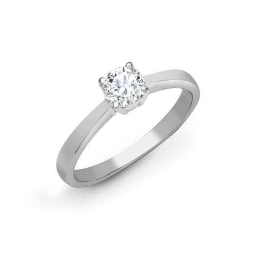 18ct White Gold  0.5ct Diamond Solitaire Engagement Ring 5mm - 18R321-050