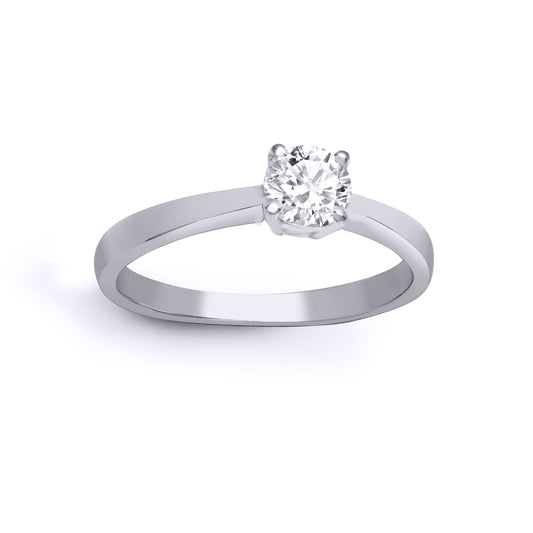 18ct White Gold  0.5ct Diamond Solitaire Engagement Ring 5mm - 18R321-050