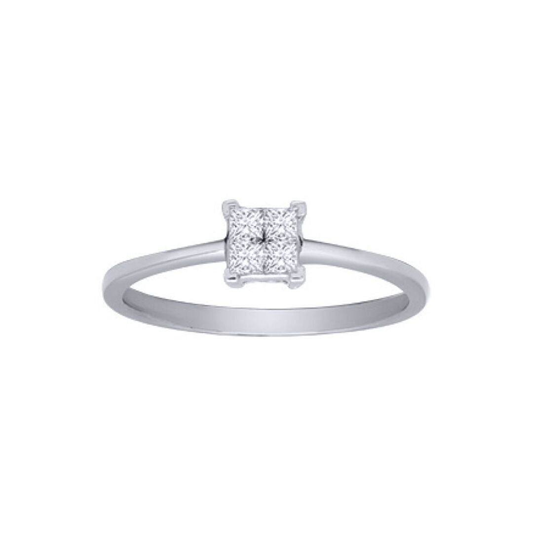 18ct White Gold  Diamond Illusion Solitaire Engagement Ring 5mm - 18R377-025