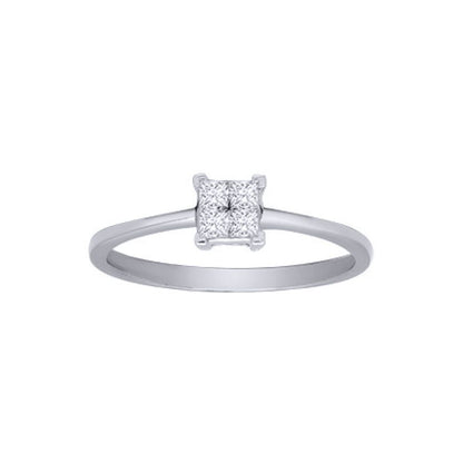 18ct White Gold  Diamond Illusion Solitaire Engagement Ring 5mm - 18R377-025