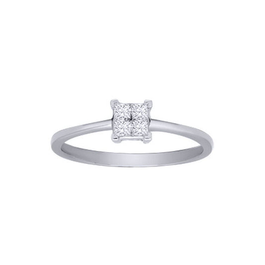 18ct White Gold  Diamond Illusion Solitaire Engagement Ring 5mm - 18R377-025