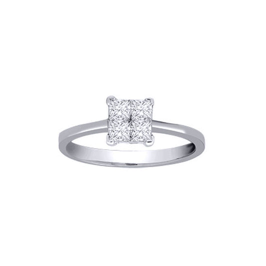 18ct White Gold  Diamond Illusion Solitaire Engagement Ring 5.5mm - 18R377-050