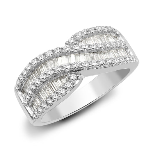 18ct White Gold  1.2ct Diamond Crossover Double Eternity Ring 8mm - 18R386