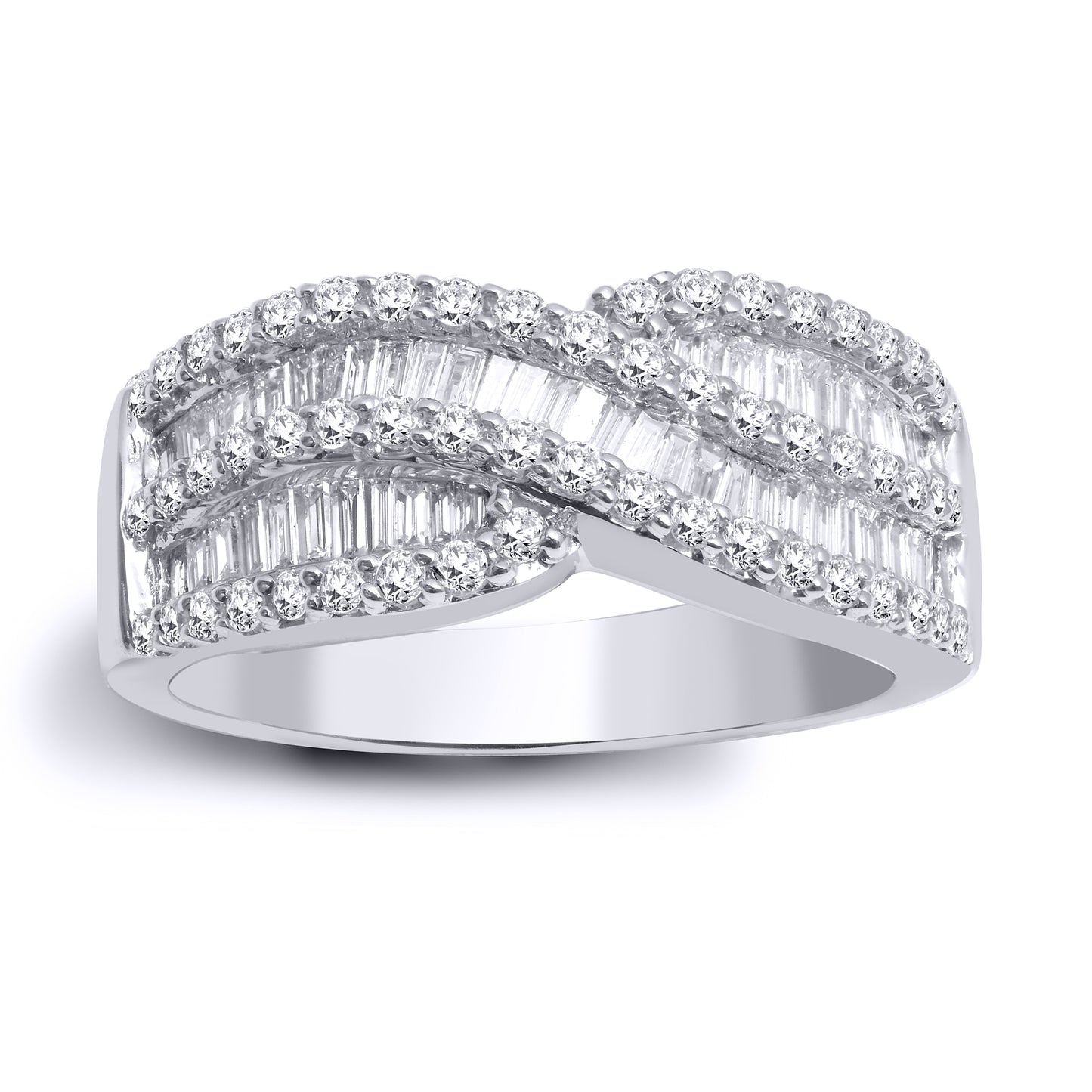 18ct White Gold  1.2ct Diamond Crossover Double Eternity Ring 8mm - 18R386