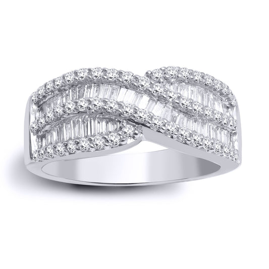 18ct White Gold  1.2ct Diamond Crossover Double Eternity Ring 8mm - 18R386