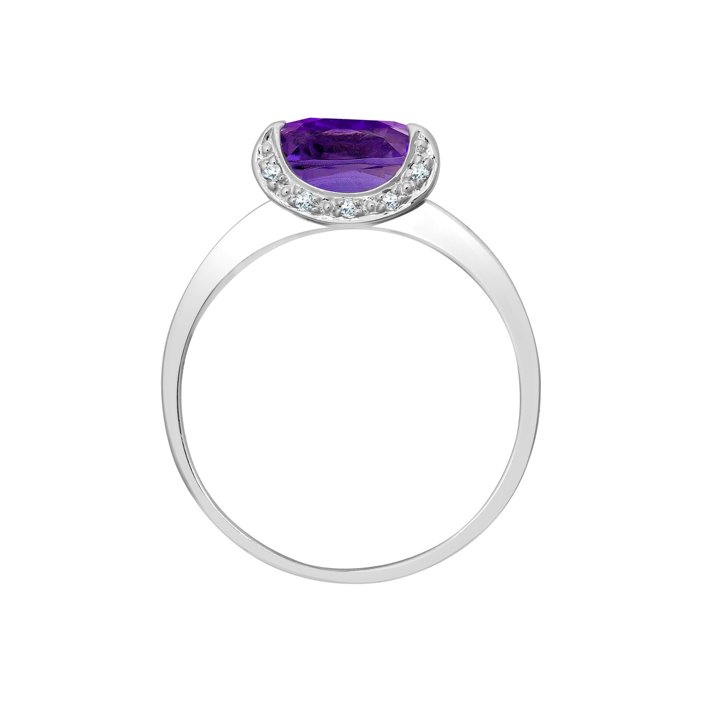 18ct White Gold  Diamond Purple Amethyst Fancy Solitaire Ring 6mm - 18R486