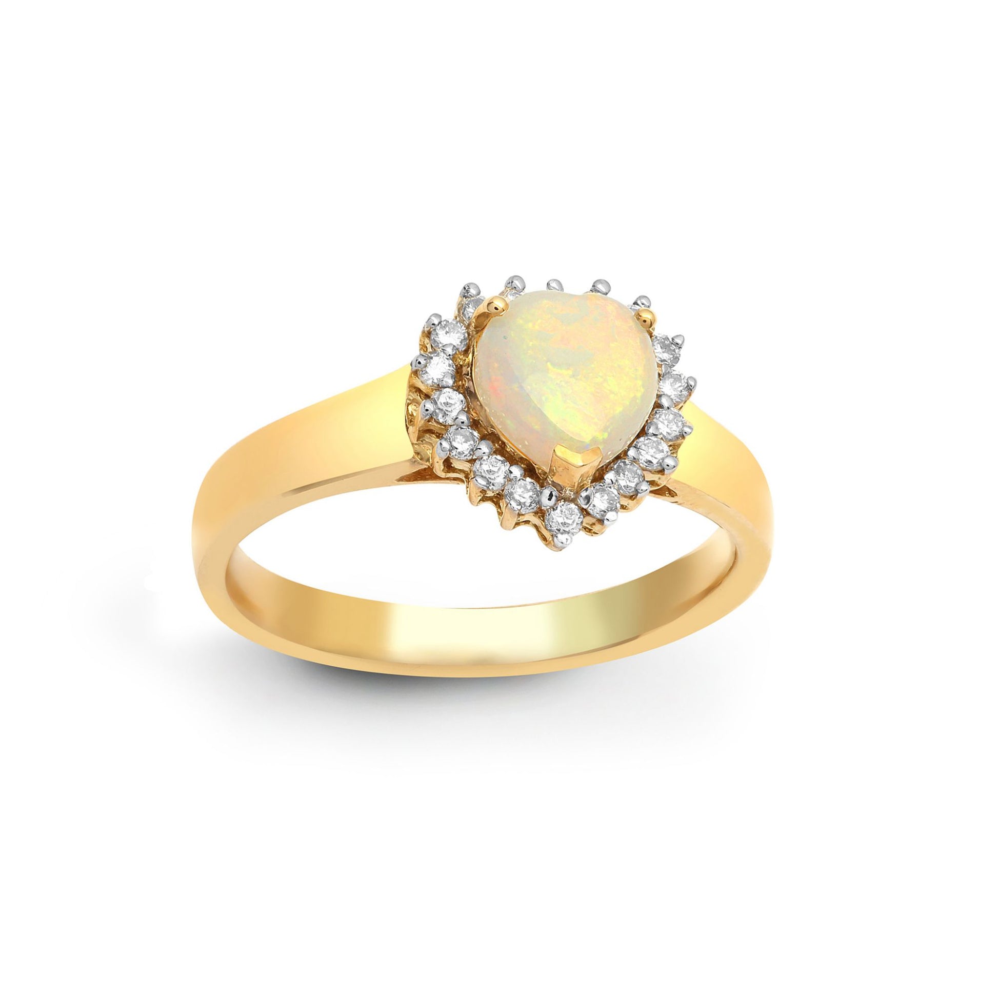 18ct Gold  0.14ct Diamond and Opal Solitaire Cluster Ring 8mm - 18R502