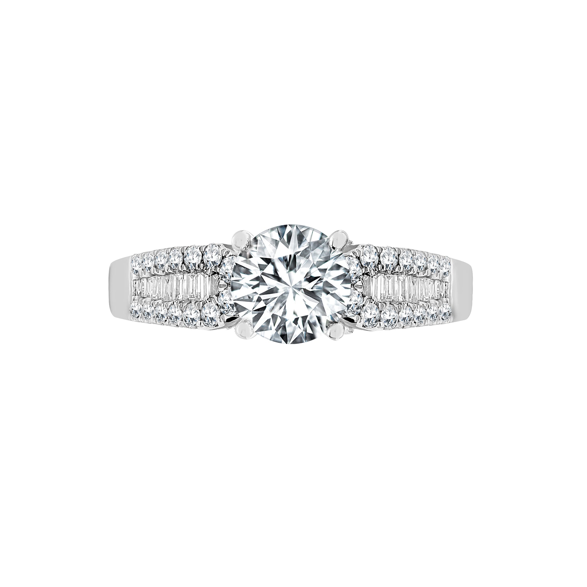 18ct White Gold  0.42ct Diamond Semi Set Mount Engagement Ring - 18R520-100