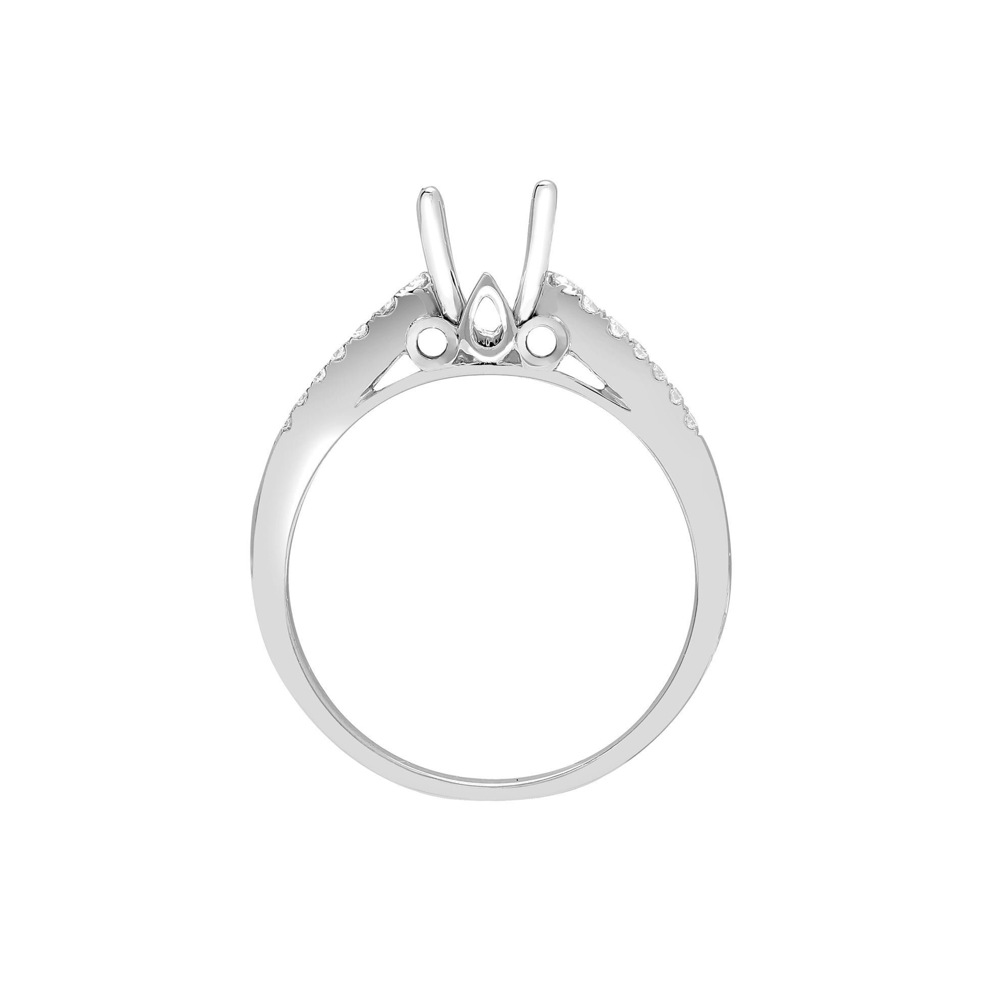 18ct White Gold  0.42ct Diamond Semi Set Mount Engagement Ring - 18R520-100