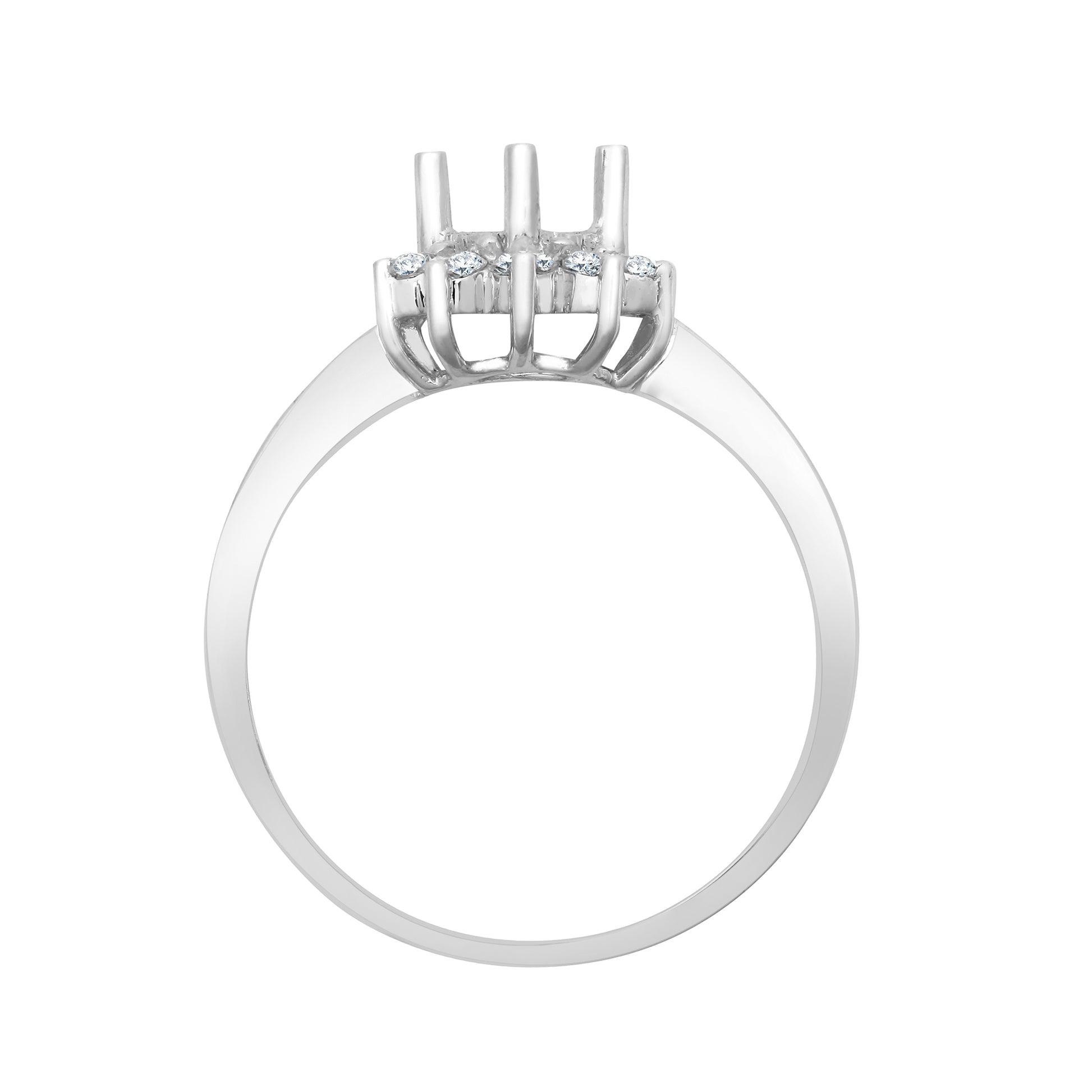 18ct White Gold  0.4ct Diamond Semi Set Mount Engagement Ring 10mm - 18R521-100