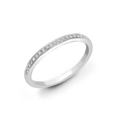 18ct White Gold  0.1ct Diamond Dainty Band Eternity Ring 1.5mm - 18R532-010