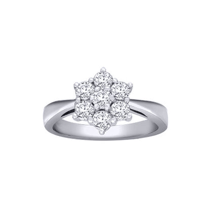 18ct White Gold  1ct Diamond 7 Stone Flower Cluster Ring 11mm - 18R543-100