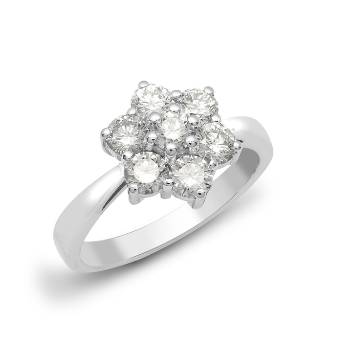 18ct White Gold  2ct Diamond 7 Stone Flower Cluster Ring - 18R543-200