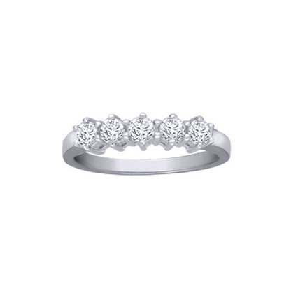 18ct White Gold  0.5ct Diamond 5 Stone Eternity Ring 4mm - 18R546-050