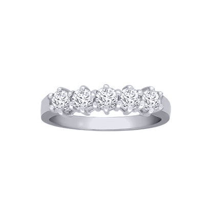 18ct White Gold  0.75ct Diamond 5 Stone Eternity Ring 5mm - 18R546-075