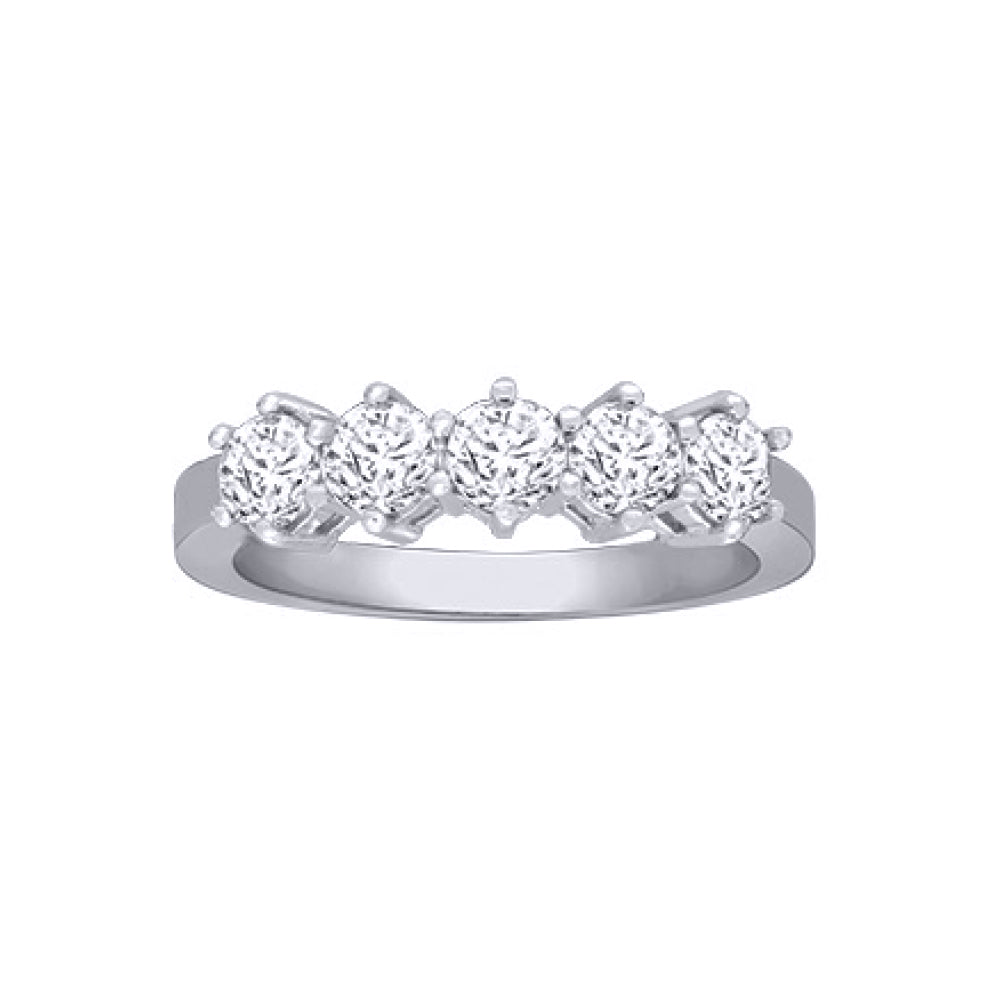 18ct White Gold  1ct Diamond 5 Stone Eternity Ring 5mm - 18R546-100