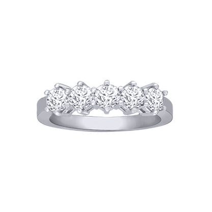 18ct White Gold  1ct Diamond 5 Stone Eternity Ring 5mm - 18R546-100