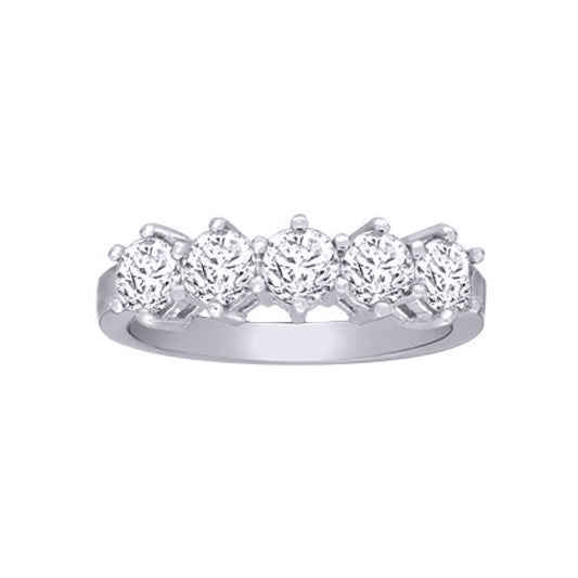 18ct White Gold  1.5ct Diamond 5 Stone Eternity Ring 5.5mm - 18R546-150