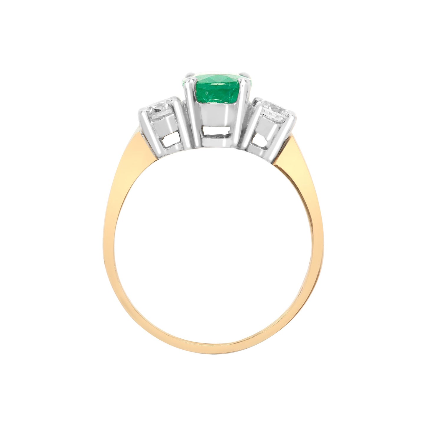 18ct Gold  Diamond Green Emerald Trilogy Engagement Ring 8mm - 18R569