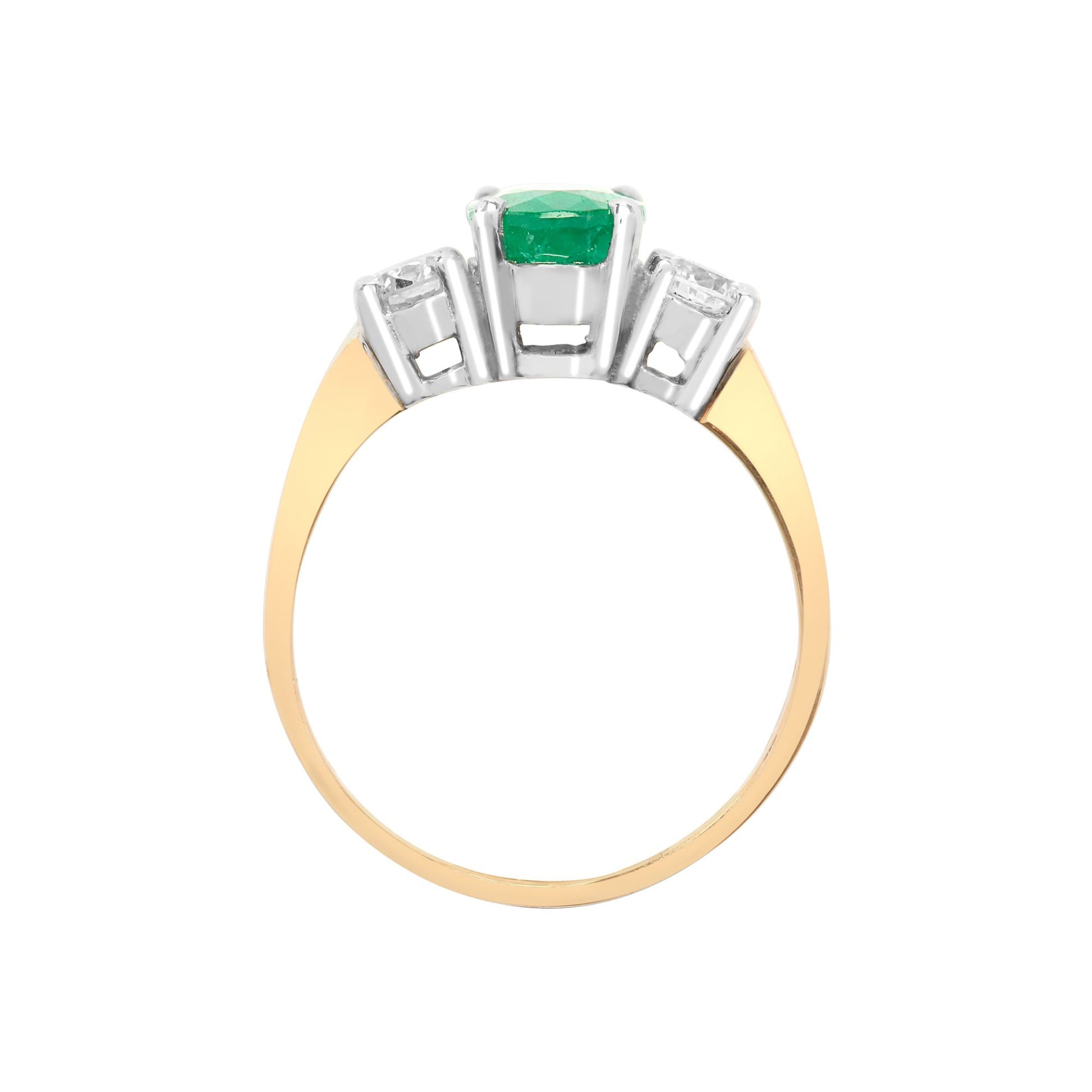 18ct Gold  Diamond Green Emerald Trilogy Engagement Ring 8mm - 18R569