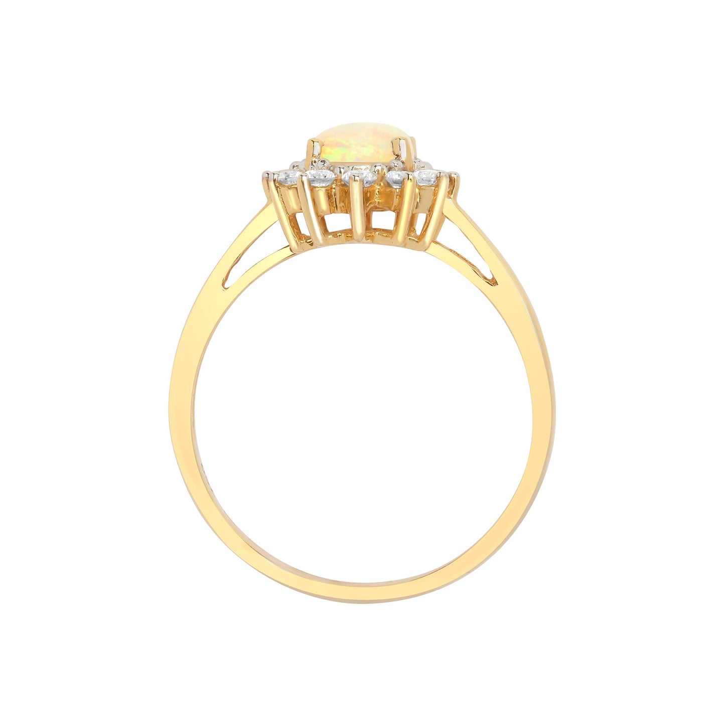 18ct Gold  0.2ct Diamond and Opal Solitaire Cluster Ring 11mm - 18R571