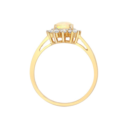 18ct Gold  0.2ct Diamond and Opal Solitaire Cluster Ring 11mm - 18R571