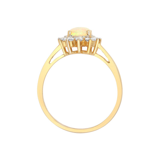 18ct Gold  0.2ct Diamond and Opal Solitaire Cluster Ring 11mm - 18R571