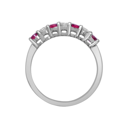18ct White Gold  Diamond Red Ruby Half Eternity Ring 3mm - 18R573