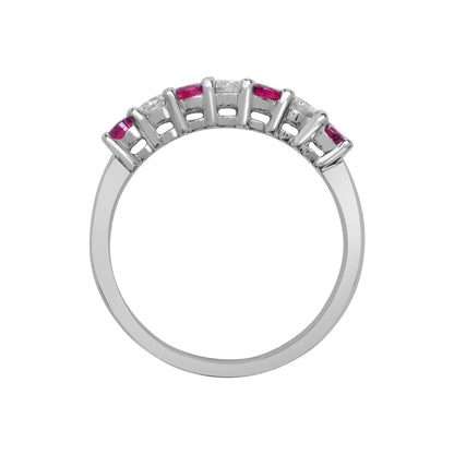 18ct White Gold  Diamond Red Ruby Half Eternity Ring 3mm - 18R573