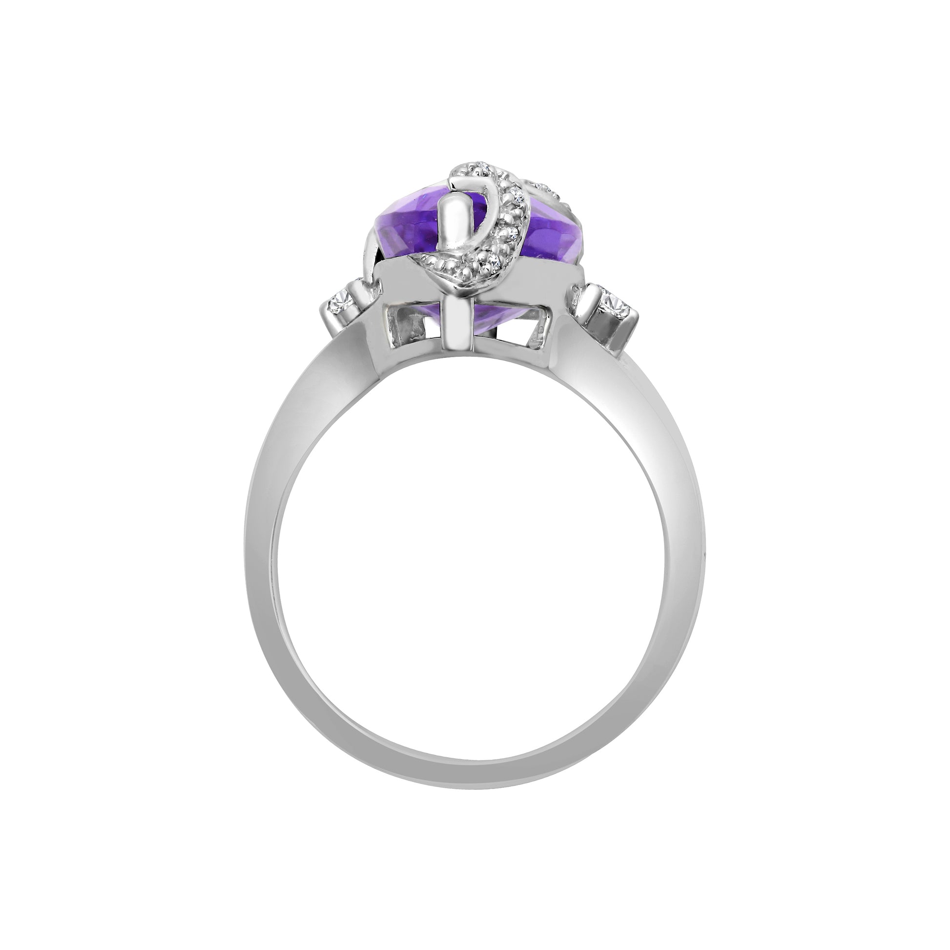 18ct White Gold  Diamond Amethyst Cocktail Solitaire Ring 20mm - 18R608