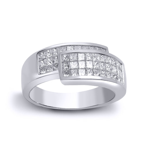 18ct White Gold  Diamond Hugger Crossover Wrap Eternity Ring 9mm - 18R624