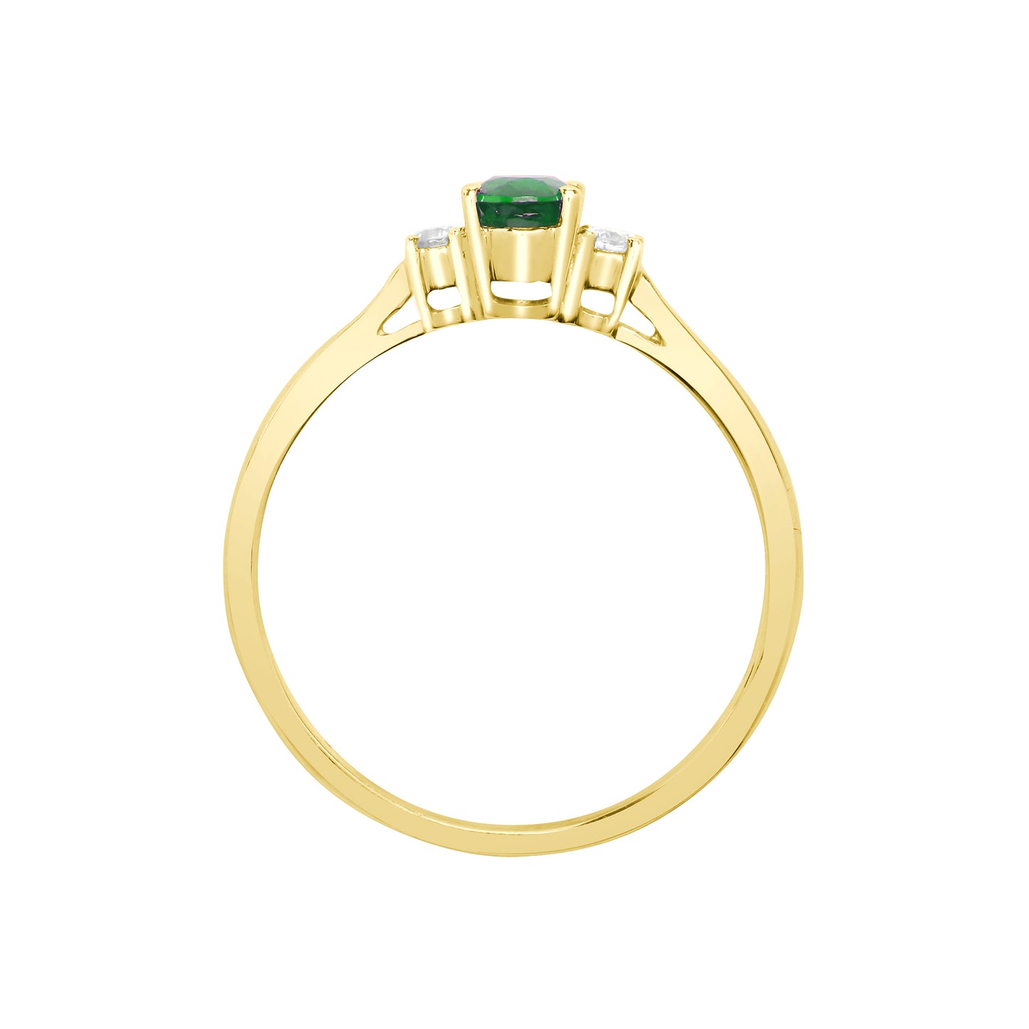 18ct Gold  Diamond Green Emerald Trilogy Engagement Ring 6mm - 18R632