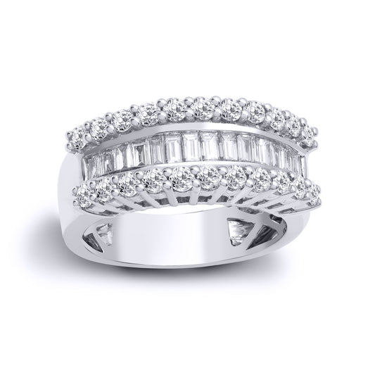 18ct White Gold  1.43ct Diamond Fancy Bridge Eternity Ring 8mm - 18R646