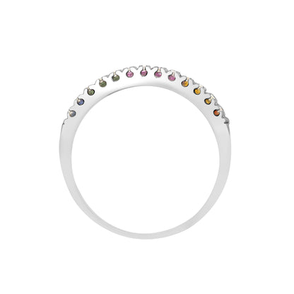 18ct White Gold  Diamond Rainbow Sapphire Half Eternity Ring 5mm - 18R657