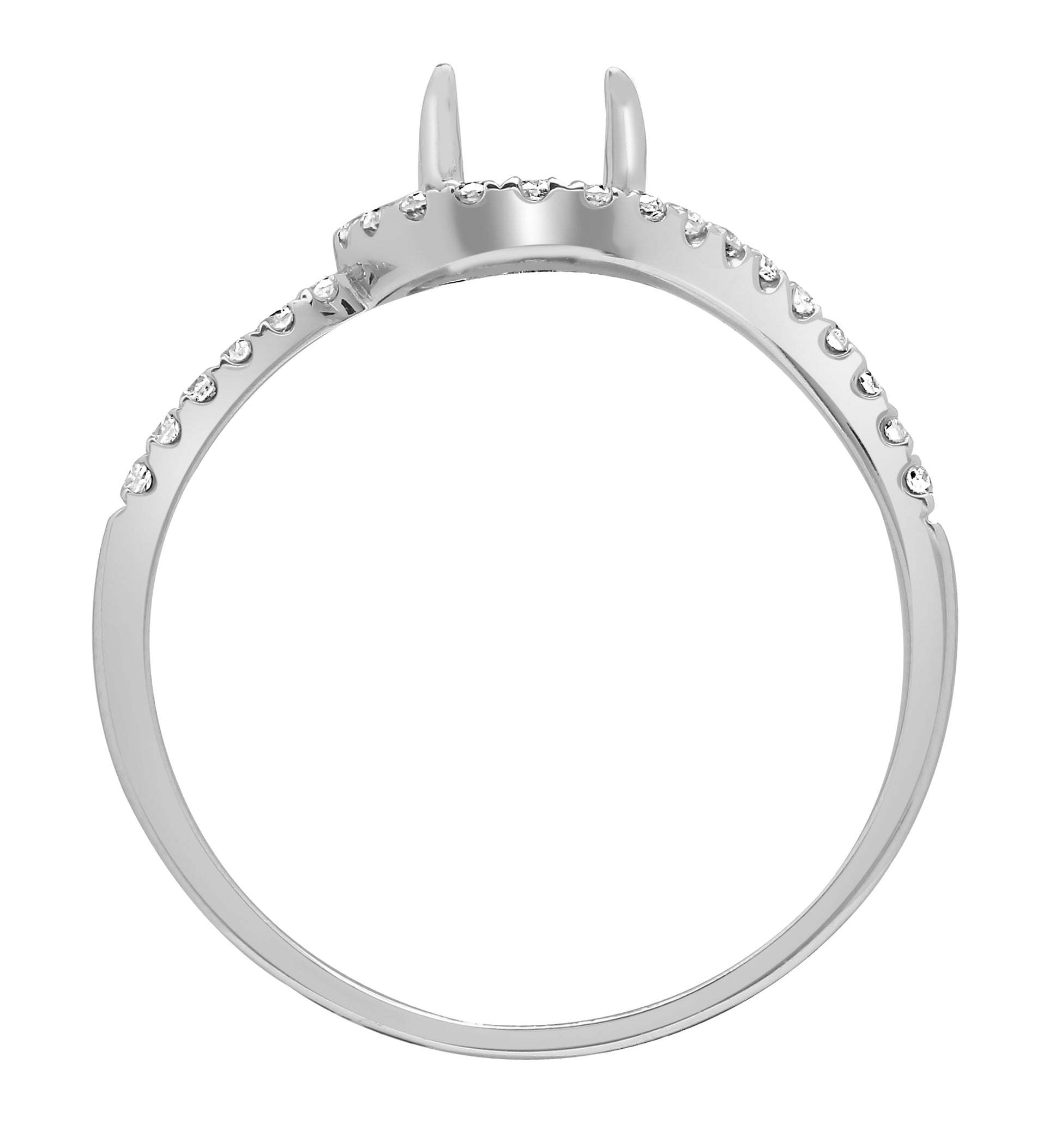 18ct White Gold  0.28ct Diamond Semi Set Mount Engagement Ring 8mm - 18R761-050