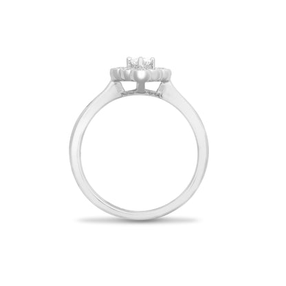 18ct White Gold  0.4ct Diamond Bead Edge Square Cluster Ring 8mm - 18R762