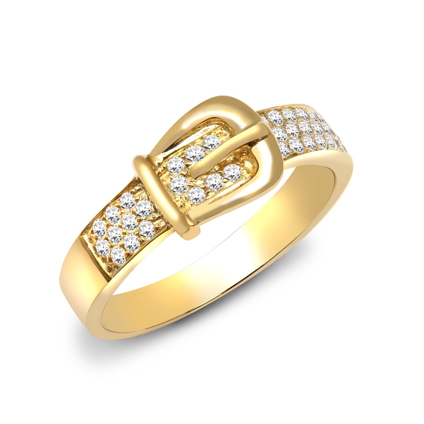 18ct Gold  0.34ct Diamond Belt Buckle Dress Ring 7mm - 18R766