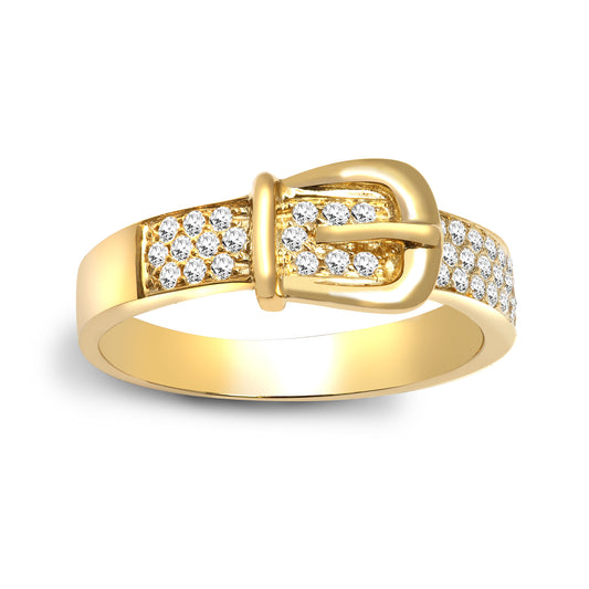 18ct Gold  0.34ct Diamond Belt Buckle Dress Ring 7mm - 18R766