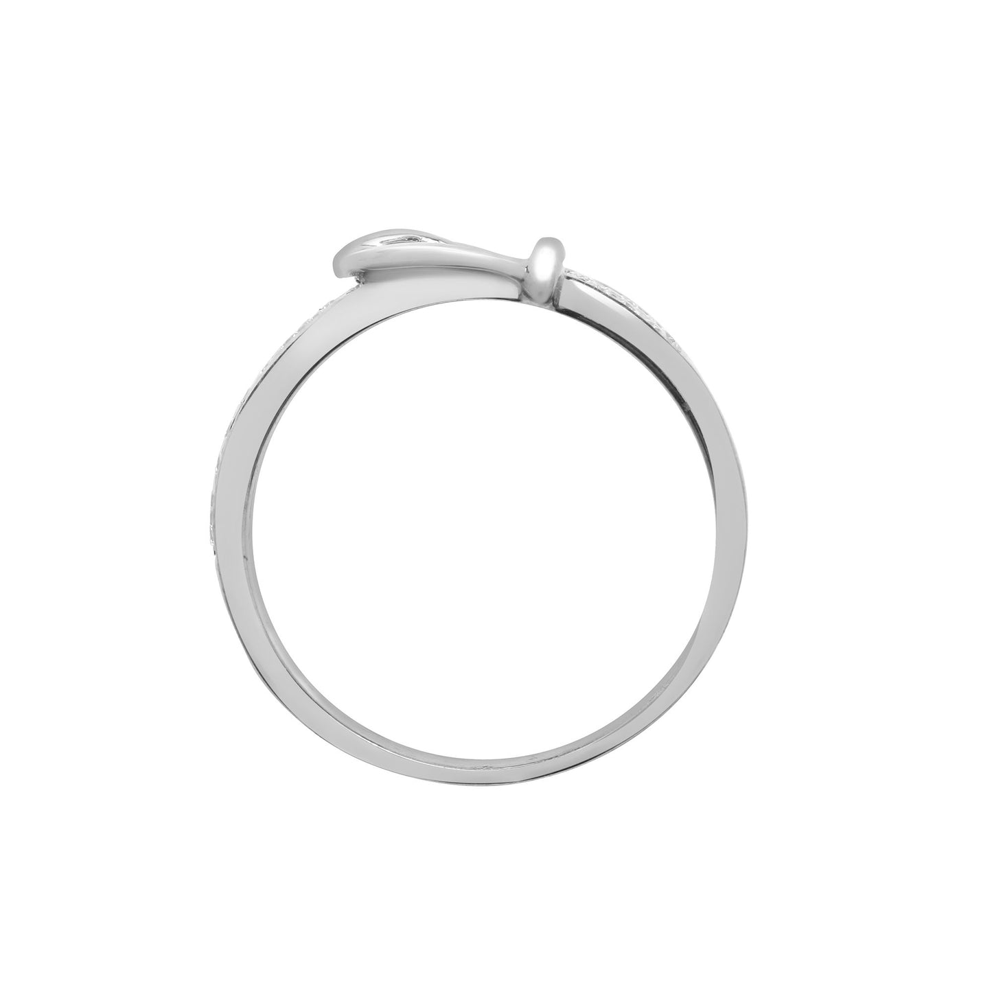 18ct White Gold  0.34ct Diamond Belt Buckle Dress Ring 7mm - 18R767